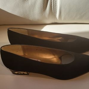 Red by Ramon Tenza Flats; Black and Gold; Size 8